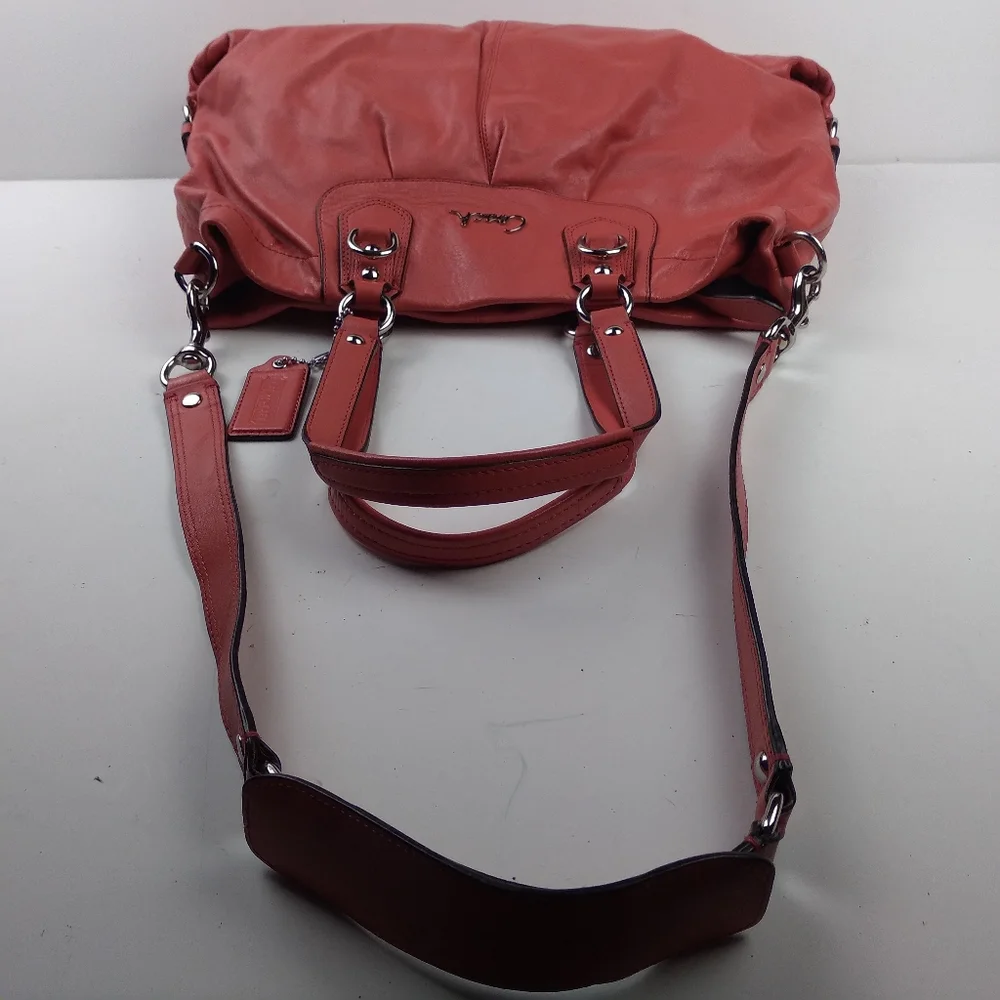 Coach ASHLEY  leather Stachel aHandbag in Coral Pink
